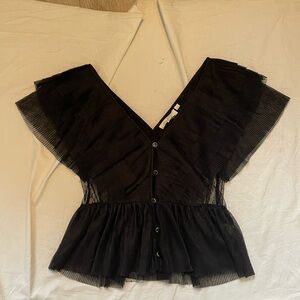 Chic Black Ruffled Women's Blouse